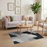 Geometric Black White Abstract Area Rug