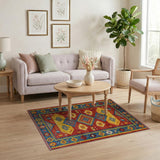 Bold Red Geometric Southwestern Area Rug