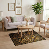 Ornate Gold Mandala Persian Gold and Silver Area Rug