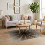 Beige Radial Burst Geometric Area Rug