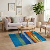 Abstract Multi-Color Brushstroke Stripe Area Rug