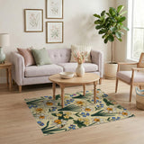 Daffodil Forget-Me-Not Floral Pattern Rug