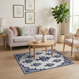 Traditional Persian Navy Blue Persian Floral Motif Area Rug