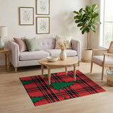 Festive Red Buffalo Plaid Christmas Tree Area Rug
