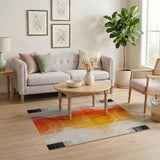 Modern Geometric Orange Circle Area Rug