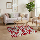 Geometric Modern Bold Red Chevron Zigzag Area Rug