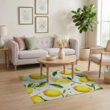 Vibrant Lemon Fruit Pattern Yellow Area Rug