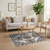 Beige and Neutral Ornate Beige Floral Persian Area Rug