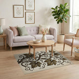 Ornate Gold Grape Vine Floral Rug