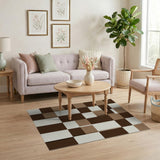 Brown Tan Geometric Block Area Rug