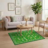 Green Floral Vintage Emerald Green Shamrock Clover Area Rug