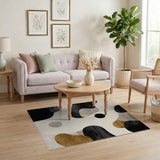 Organic Abstract Beige and Black Area Rug