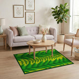 Vibrant Green Fern Leaf Area Rug
