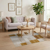 Brown Tan Geometric Block Brown and Tan Area Rug