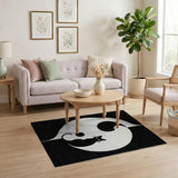 Yin-Yang Black Cat Area Rug