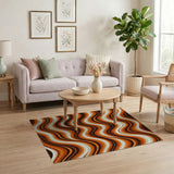 Abstract Area Wavy Orange Abstract Area Rug