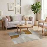 Abstract Curved Beige Area Rug