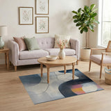 Abstract Geometric Blue Multi-Color Area Rug
