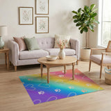 Multi-color and Patterns Rainbow Paw Heart Kids Area Rug