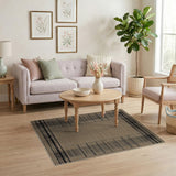 Beige Black Framed Geometric Woven Rug