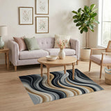 Sweeping Waves Abstract Grey Area Rug