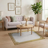 Gold and Silver Ornate Gold Art Deco Border Area Rug