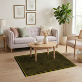 Golden Contour Waves Black Area Rug