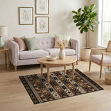 Brown Tan Southwestern Geometric Brown and Tan Area Rug