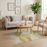 Beige Gold Abstract Wave Area Rug