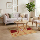 Beige and Neutral Basketball Court Area Rug