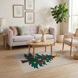 Festive Christmas Tree Cutout Area Rug