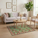 Vintage Green Plum Blossom Floral Area Rug