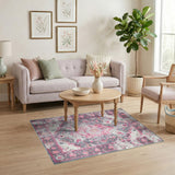 Pink Distressed Vintage Floral Area Rug