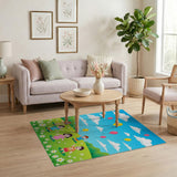 Kids Cartoon Park Play with Balloons Rug
