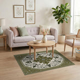 Traditional Persian Green Ornate Green Persian Medallion Rug