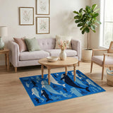 Playful Whales Ocean Kids Area Rug