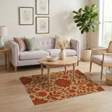 Red Sunflower Floral Area Rug