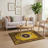 Golden Sunburst Medallion Area Rug