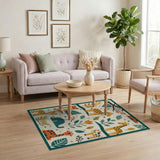 Multi-color and Patterns Whimsical Jungle Safari Kids Area Rug