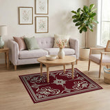 Red Traditional Persian Elegant Red Persian Floral Medallion Rug