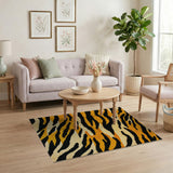 Bold Orange Tiger Stripe Tufted Rug