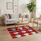 Bold Red Geometric Modern Area Rug