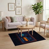Multi-color and Patterns Neon Cyber Circuit Geometric Area Rug