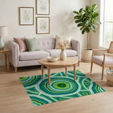 Vibrant Green Agate Geometric Area Rug