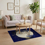 Starry Full Moon Trees Boho Area Rug