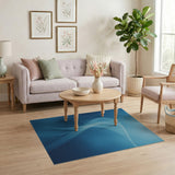 Blue and Teal Fluid Blue Wave Abstract Area Rug
