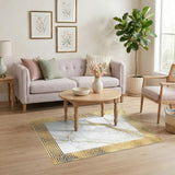 Geometric Modern Gold Greek Key Marble Area Rug