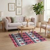Pink Nautical Anchor Pattern Area Rug
