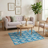 Faceted Blue Teal Crystal Geometric Rug