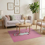 Cute Cartoon Cat Pink Shag Area Rug